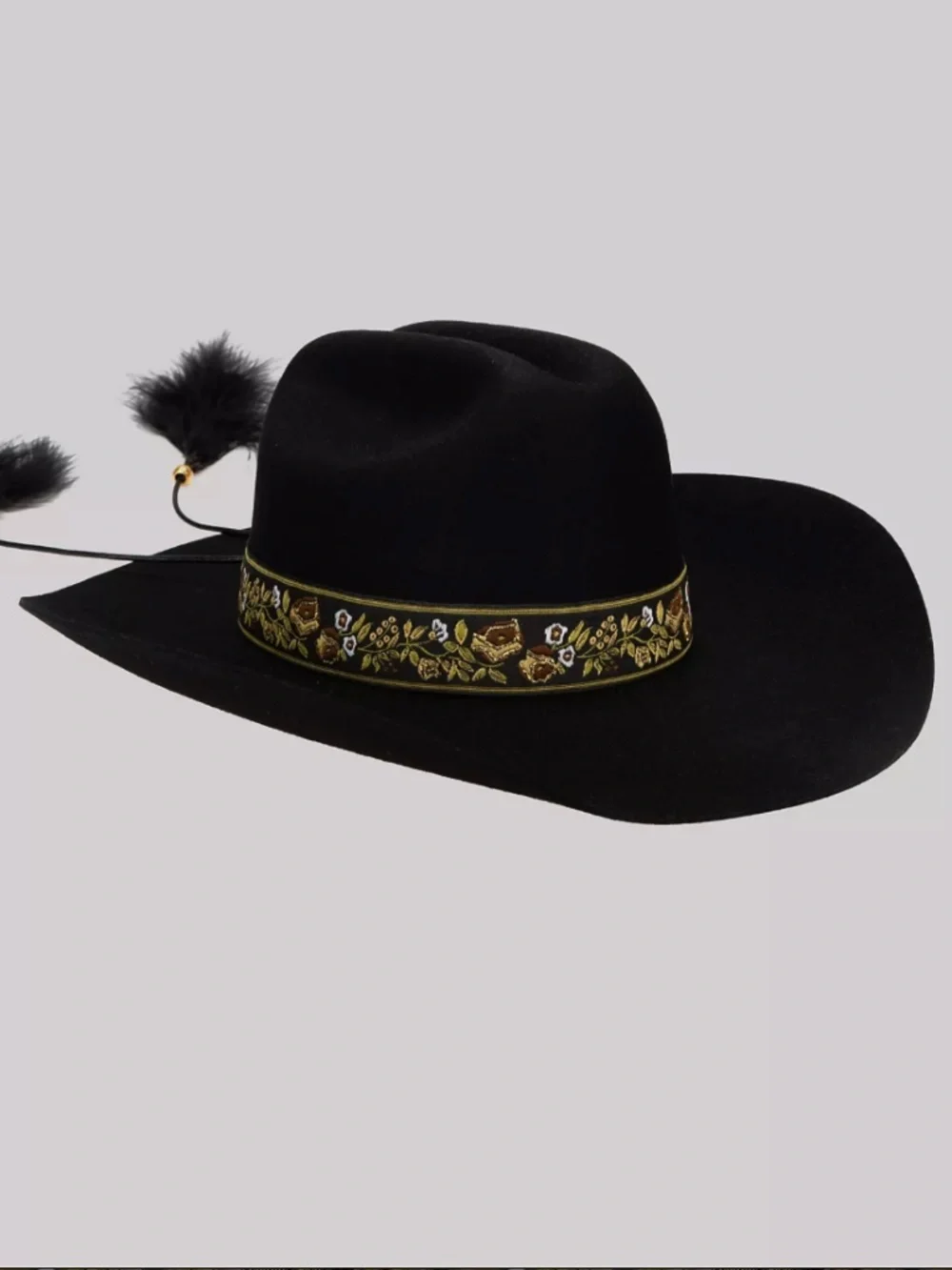 Wrangler's Black Wool Felt Embroidered Band Cowboy Hat